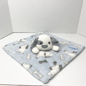 Little LAD Puppy Dog Plush Woof Bones Lovey Security Blanket Blue White Gray